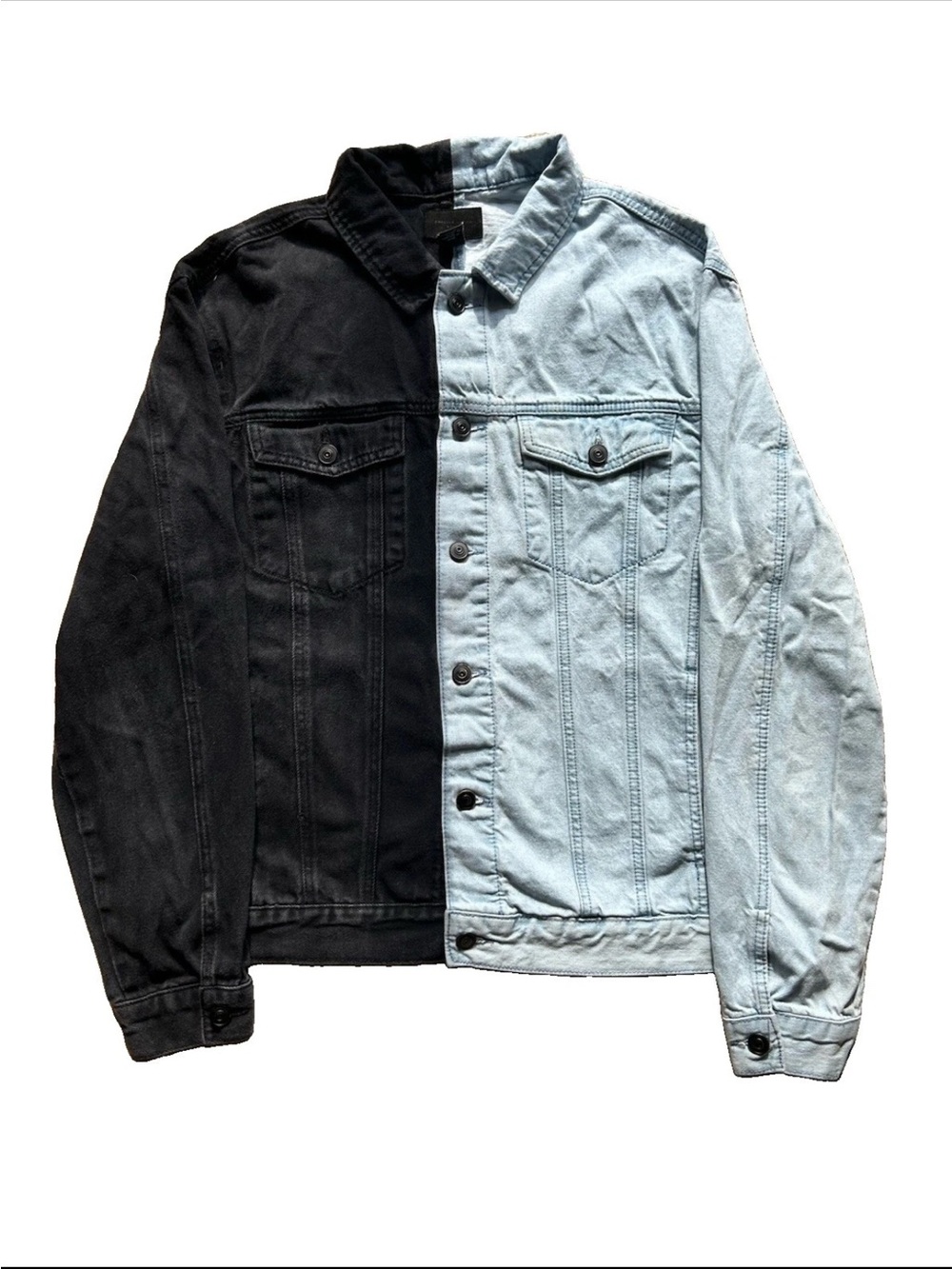 Two-Tone Split Denim Jacket XL Men’s Skater Y2K Punk Alt Forever 21 Mens Indie